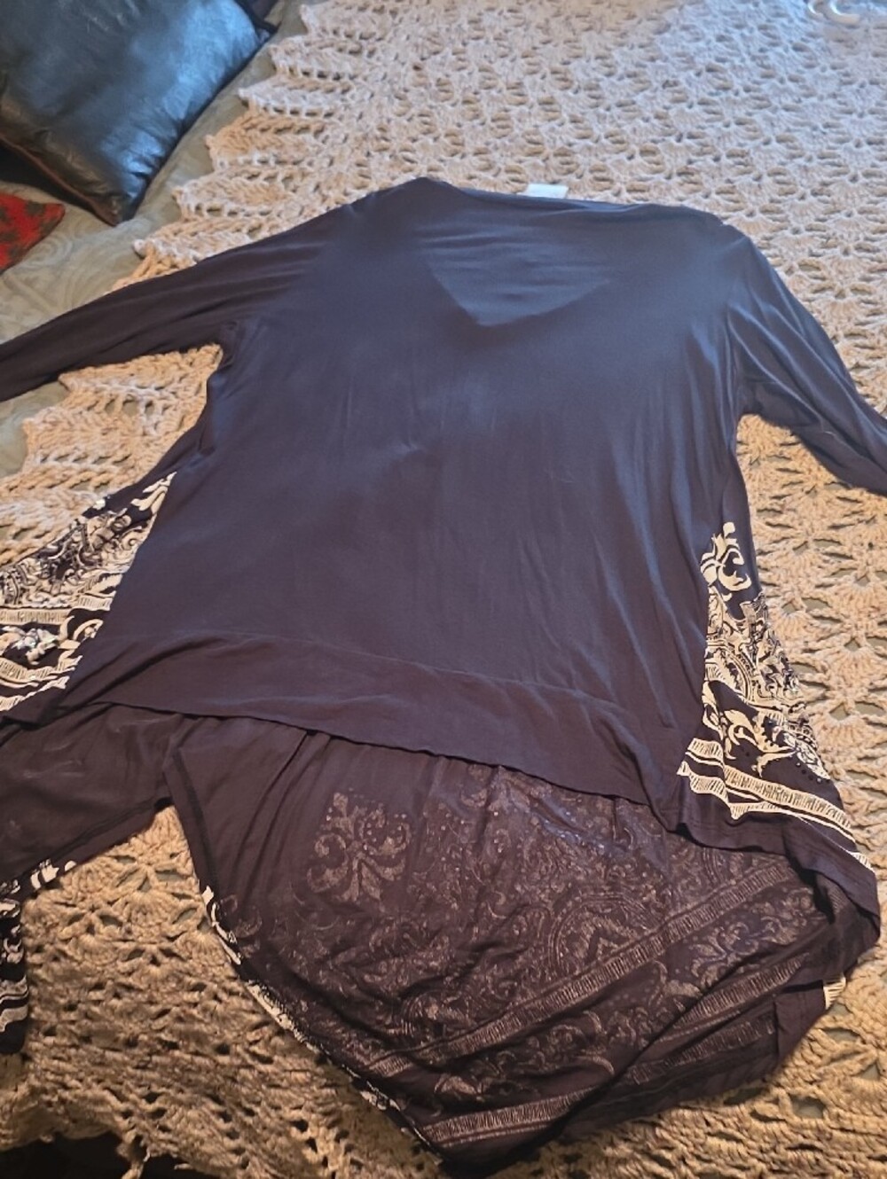 Vocal Dark Grey Tunic with White Floral Border - Picture 8 of 9